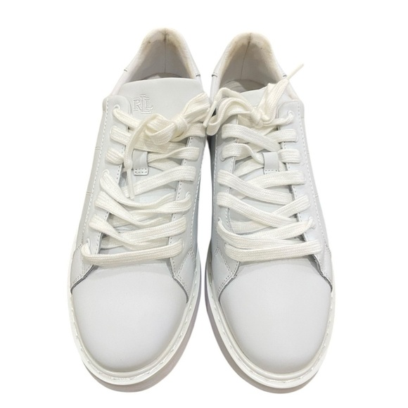 NWT Lauren Ralph Lauren Angeline white cow leather lace up platform sneakers 9.5 - Picture 3 of 14